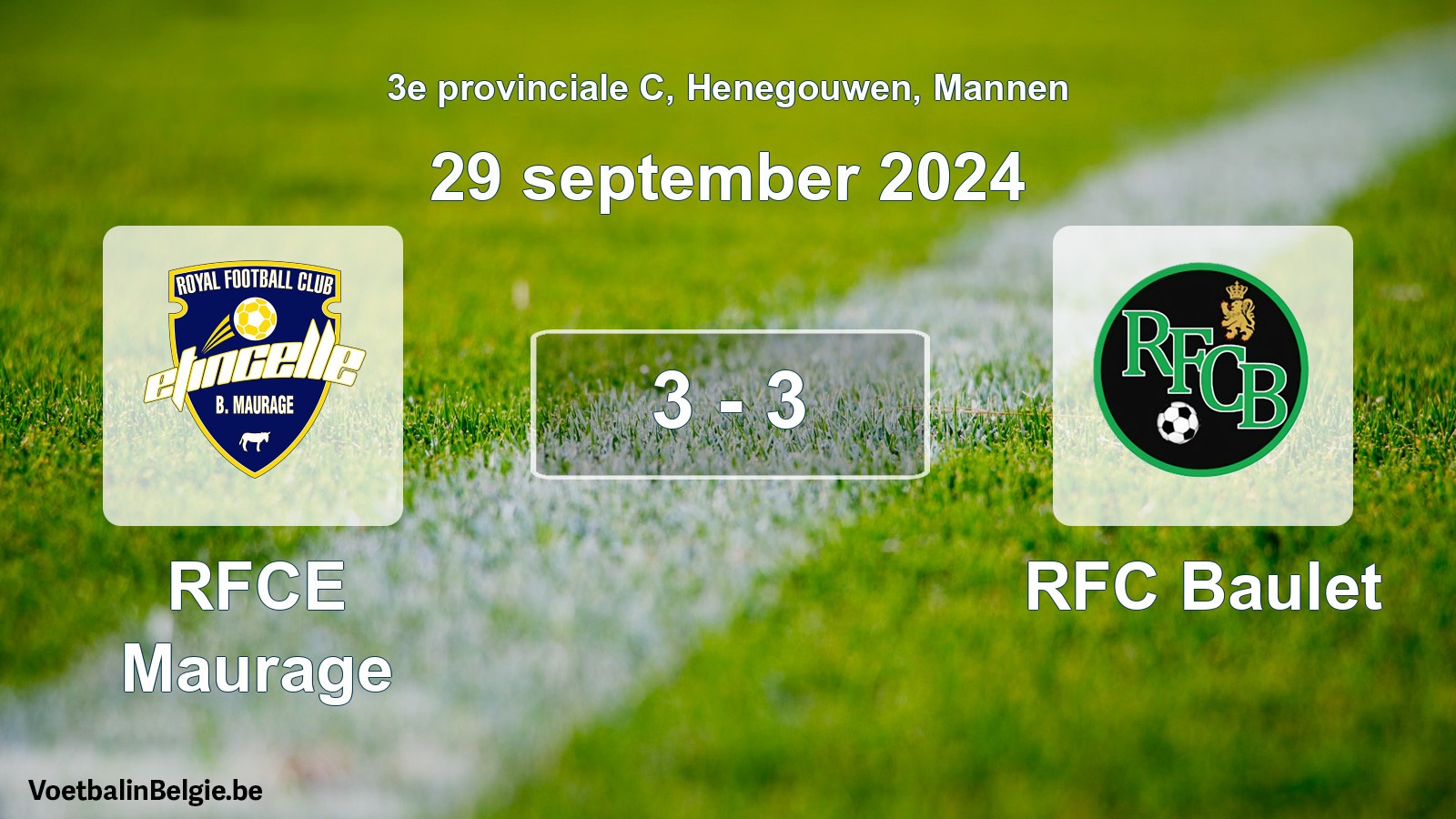 Gespeelde wedstrijd mannenvoetbal: RFCE Maurage - RFC Baulet 3 - 3 (29 september 2024)