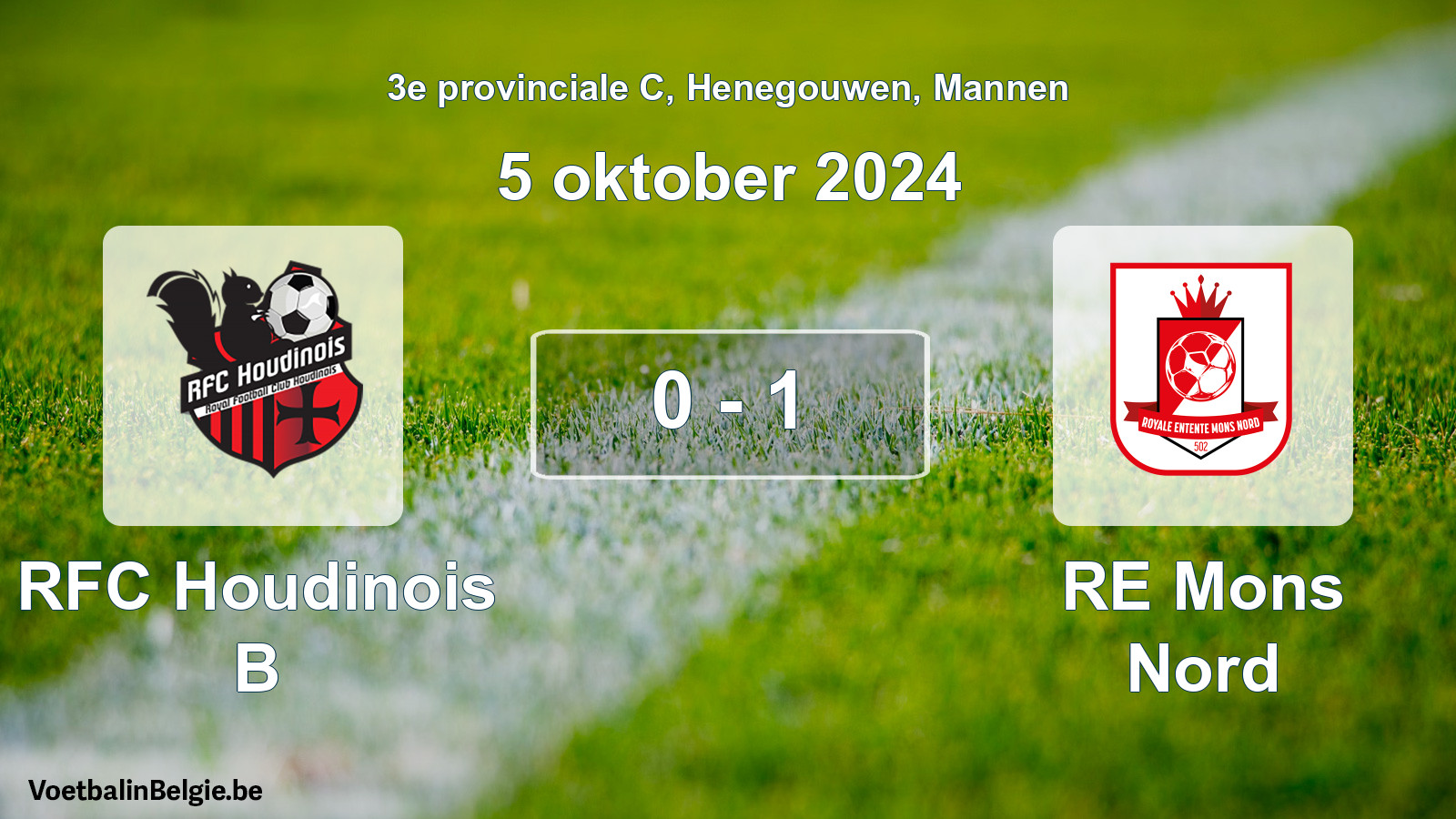 Gespeelde wedstrijd mannenvoetbal: RFC Houdinois B - RE Mons Nord 0 - 1 (5 oktober 2024)