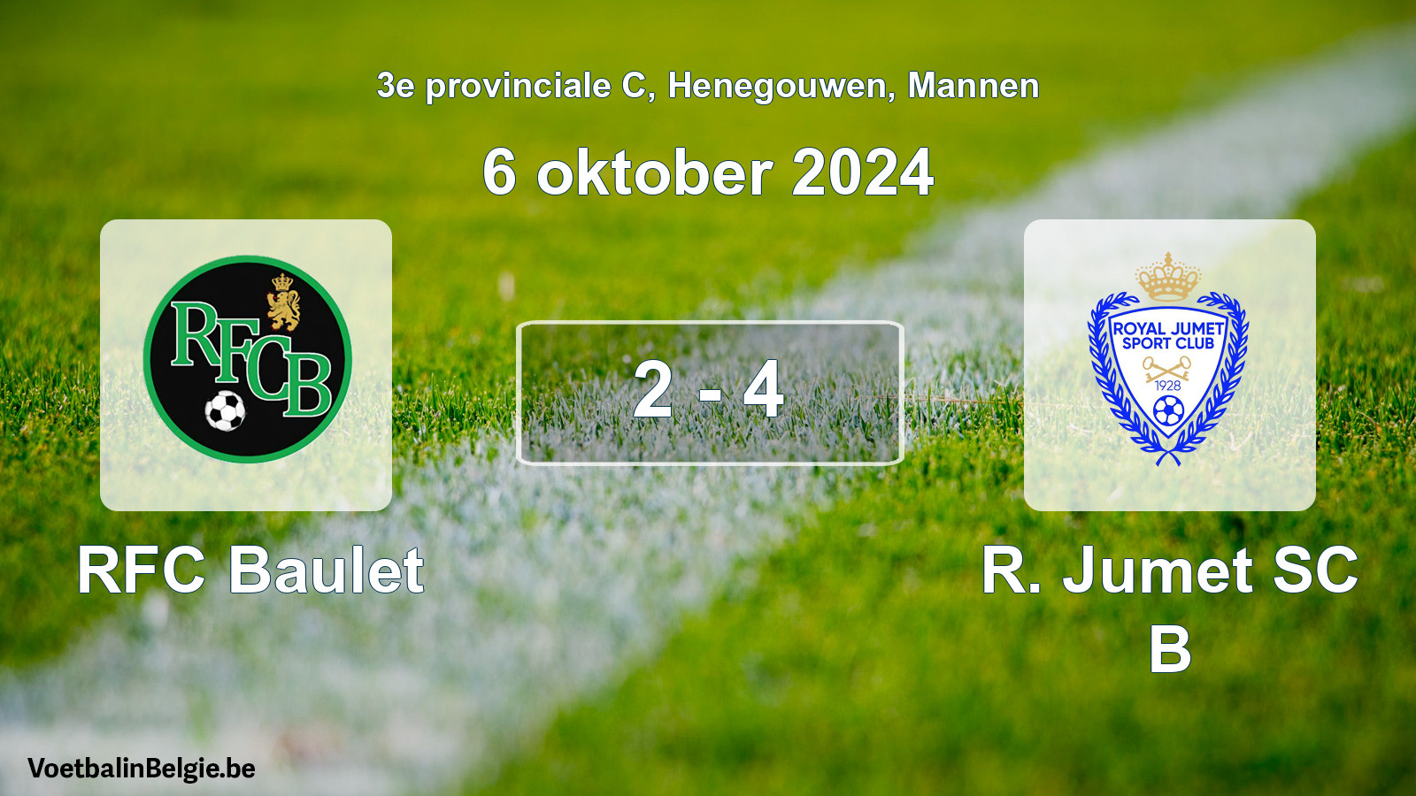 Gespeelde wedstrijd mannenvoetbal: RFC Baulet - R. Jumet SC B 2 - 4 (6 oktober 2024)