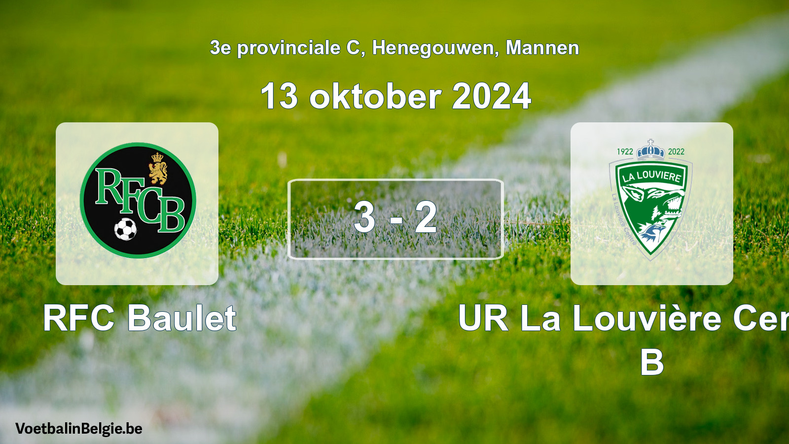 Gespeelde wedstrijd mannenvoetbal: RFC Baulet - UR La Louvière Centre B 3 - 2 (13 oktober 2024)