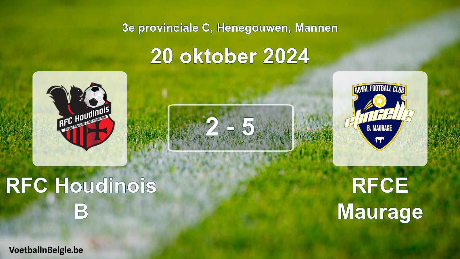 Gespeelde wedstrijd mannenvoetbal: RFC Houdinois B - RFCE Maurage 2 - 5 (20 oktober 2024)