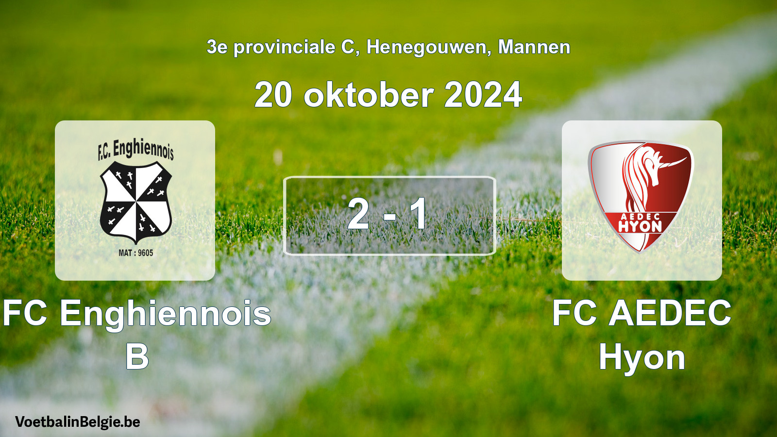 Gespeelde wedstrijd mannenvoetbal: FC Enghiennois B - FC AEDEC Hyon 2 - 1 (20 oktober 2024)