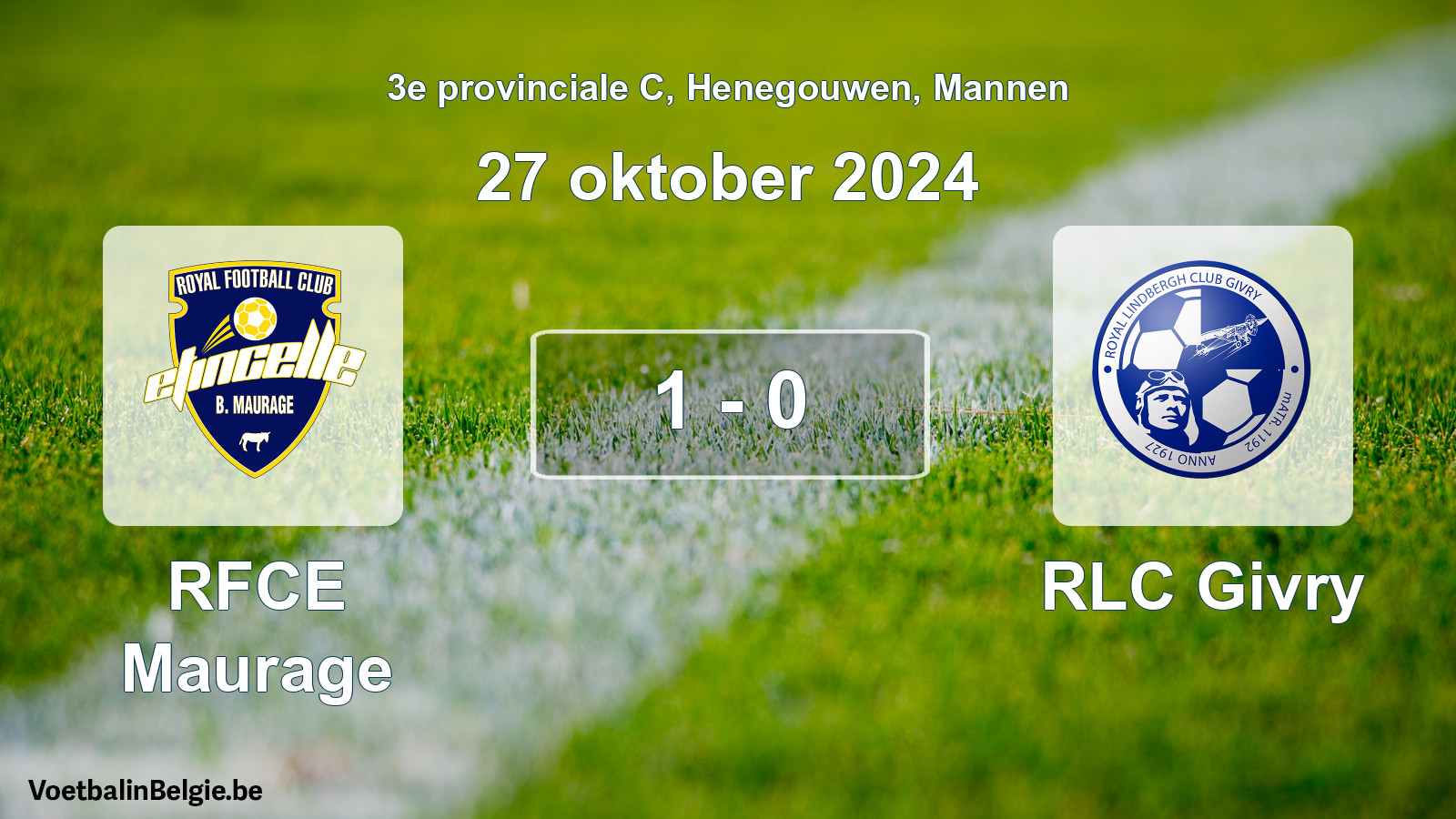Gespeelde wedstrijd mannenvoetbal: RFCE Maurage - RLC Givry 1 - 0 (27 oktober 2024)