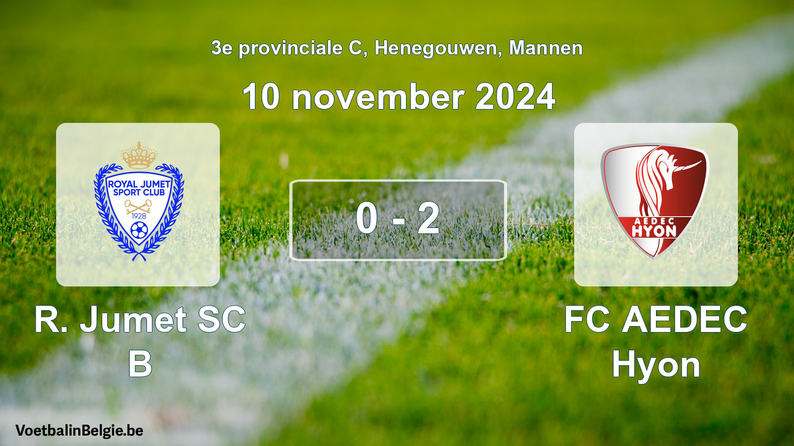 Gespeelde wedstrijd mannenvoetbal: R. Jumet SC B - FC AEDEC Hyon 0 - 2 (10 november 2024)