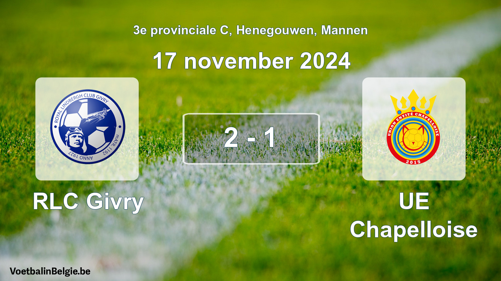 Gespeelde wedstrijd mannenvoetbal: RLC Givry - UE Chapelloise 2 - 1 (17 november 2024)