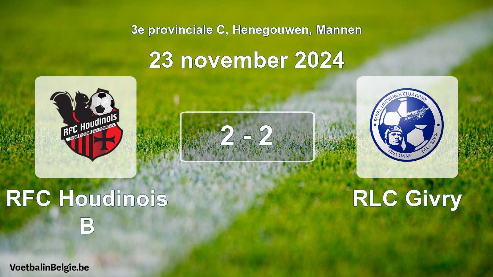 Gespeelde wedstrijd mannenvoetbal: RFC Houdinois B - RLC Givry 2 - 2 (23 november 2024)