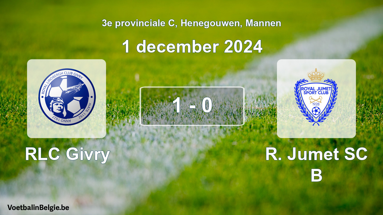 Gespeelde wedstrijd mannenvoetbal: RLC Givry - R. Jumet SC B 1 - 0 (1 december 2024)