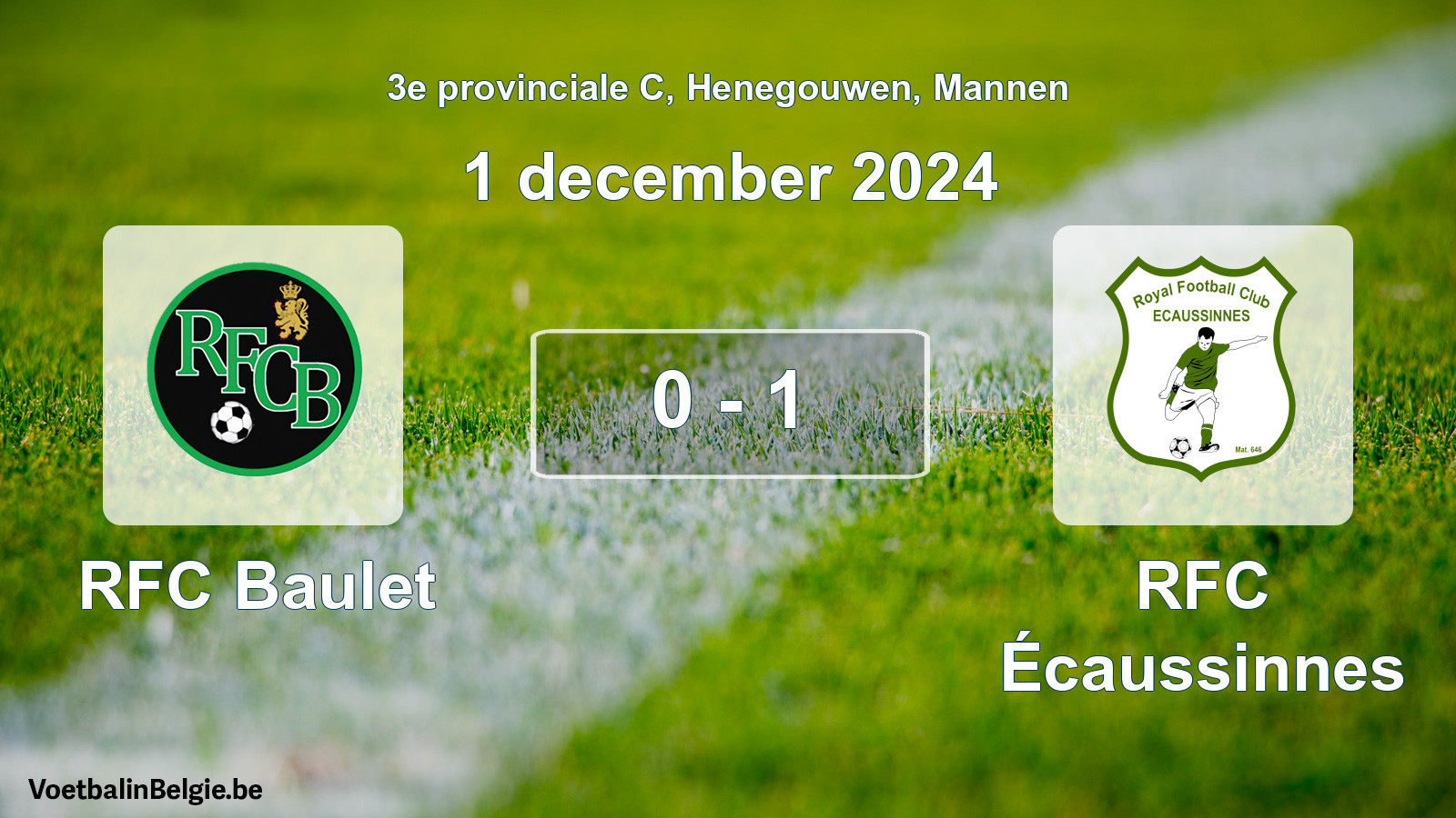 Gespeelde wedstrijd mannenvoetbal: RFC Baulet - RFC Écaussinnes 0 - 1 (1 december 2024)