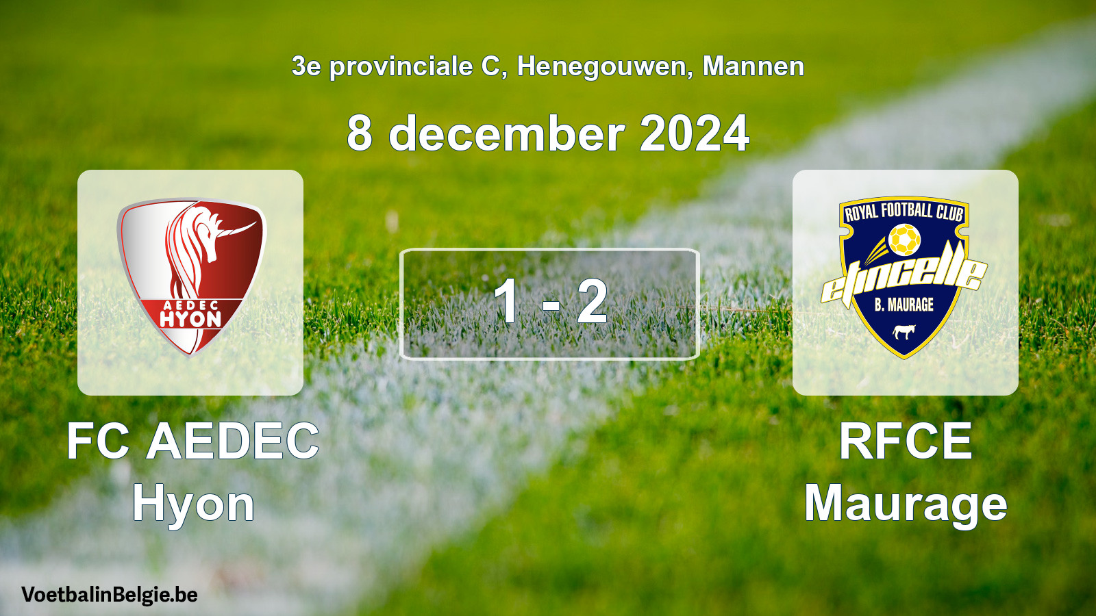 Gespeelde wedstrijd mannenvoetbal: FC AEDEC Hyon - RFCE Maurage 1 - 2 (8 december 2024)