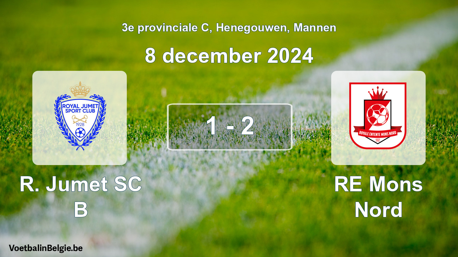 Gespeelde wedstrijd mannenvoetbal: R. Jumet SC B - RE Mons Nord 1 - 2 (8 december 2024)
