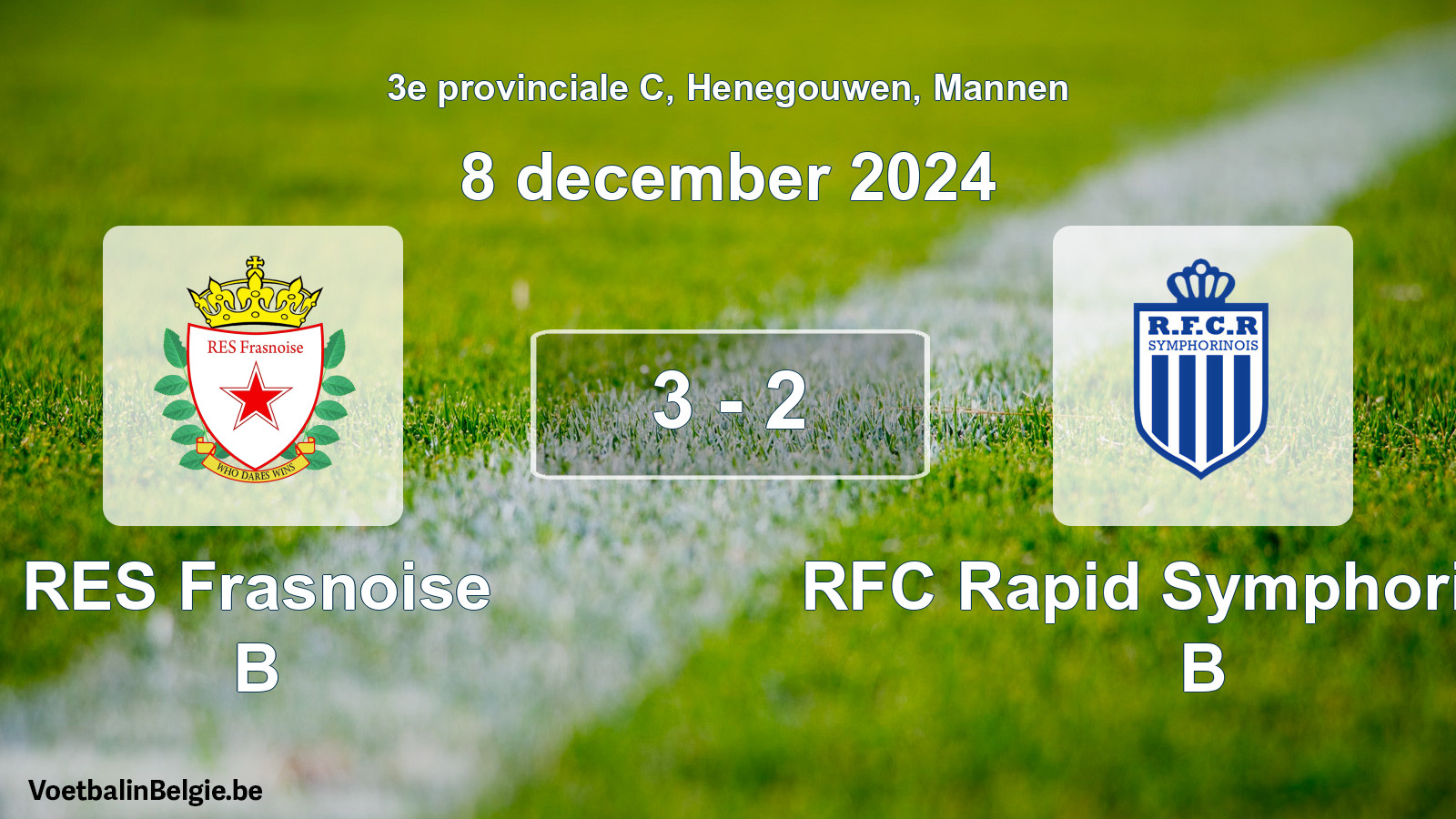 Gespeelde wedstrijd mannenvoetbal: RES Frasnoise B - RFC Rapid Symphorinois B 3 - 2 (8 december 2024)