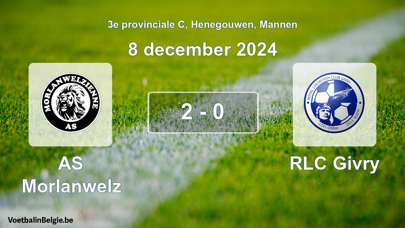 Gespeelde wedstrijd mannenvoetbal: AS Morlanwelz - RLC Givry 2 - 0 (8 december 2024)
