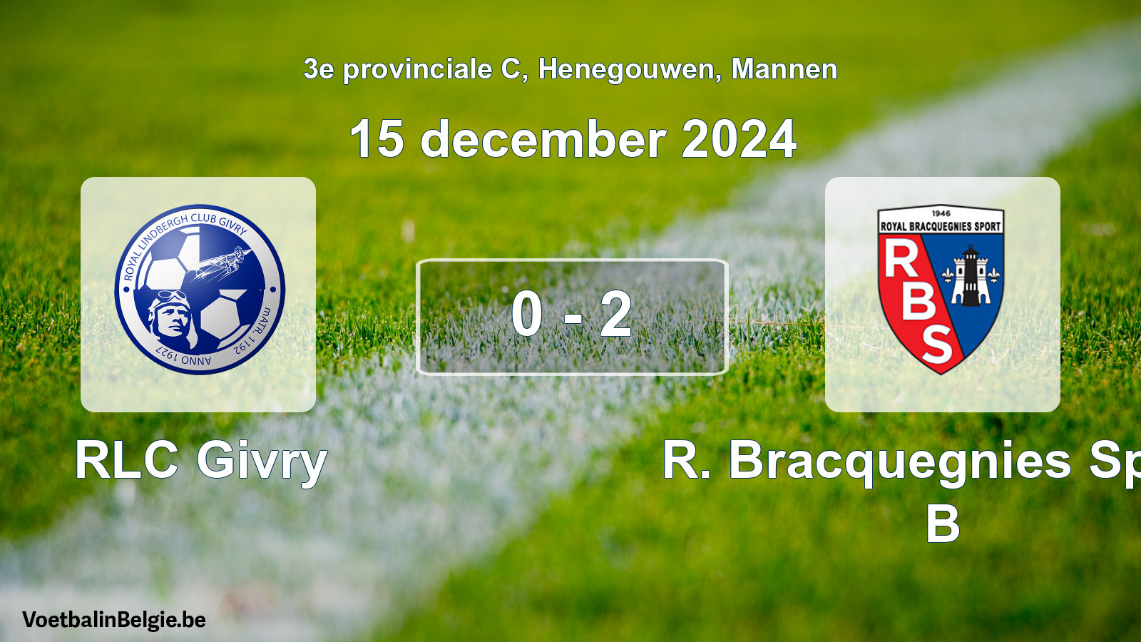 Gespeelde wedstrijd mannenvoetbal: RLC Givry - R. Bracquegnies Sport B 0 - 2 (15 december 2024)