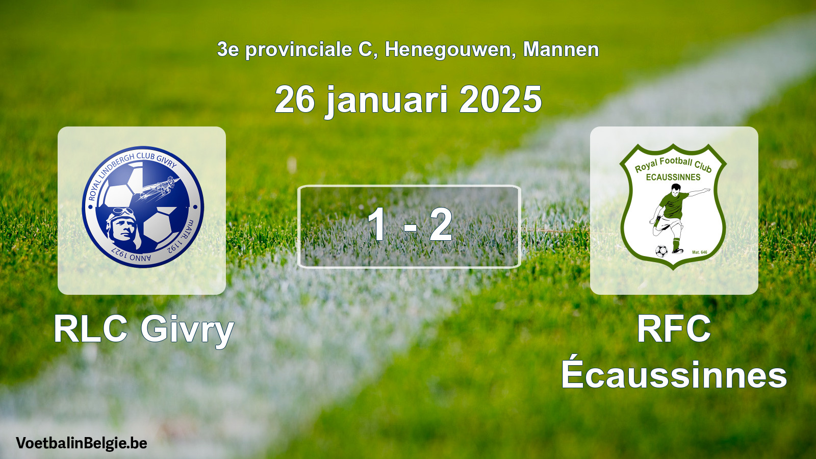 Gespeelde wedstrijd mannenvoetbal: RLC Givry - RFC Écaussinnes 1 - 2 (26 januari 2025)