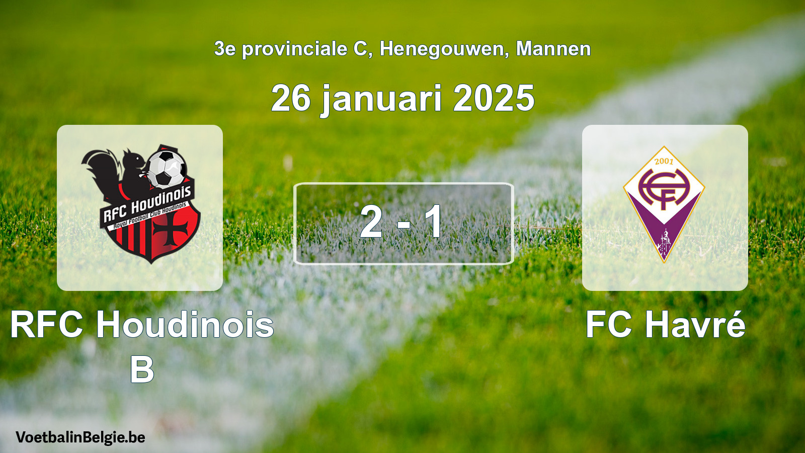Gespeelde wedstrijd mannenvoetbal: RFC Houdinois B - FC Havré 2 - 1 (26 januari 2025)