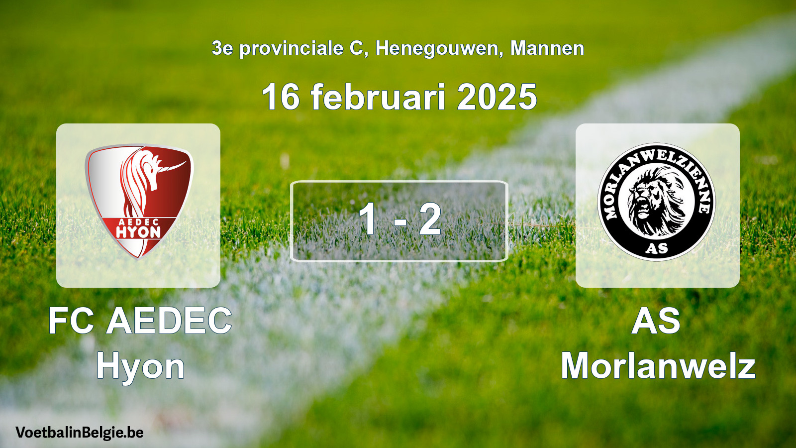 Gespeelde wedstrijd mannenvoetbal: FC AEDEC Hyon - AS Morlanwelz 1 - 2 (16 februari 2025)