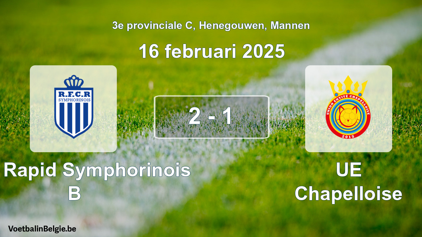 Match joué football hommes: RFC Rapid Symphorinois B - UE Chapelloise 2 - 1 (16 février 2025)