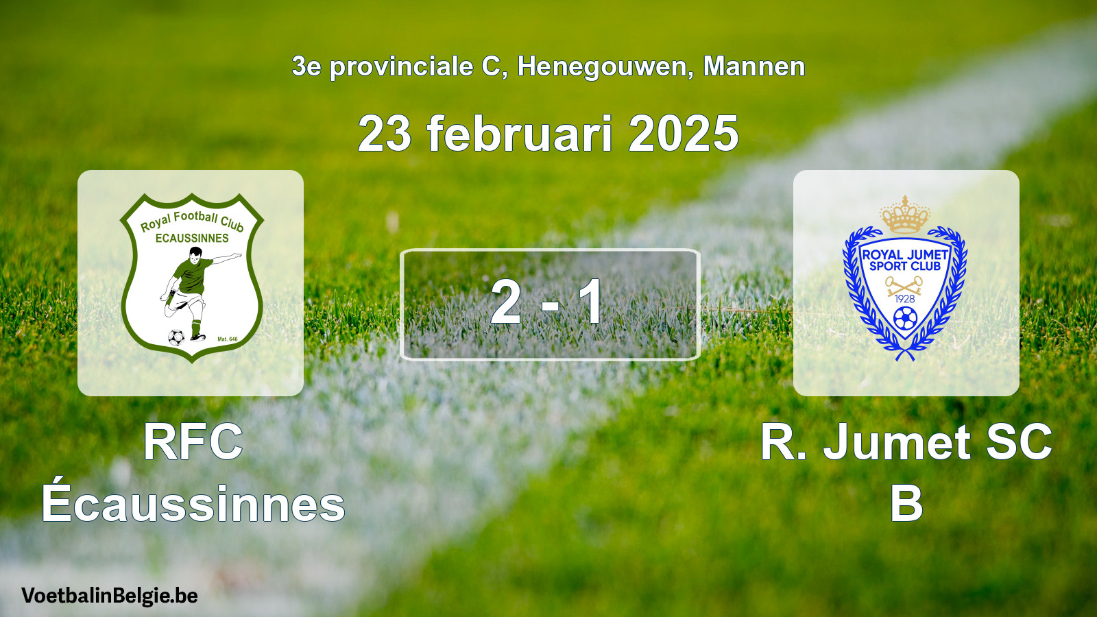 Gespeelde wedstrijd mannenvoetbal: RFC Écaussinnes - R. Jumet SC B 2 - 1 (23 februari 2025)