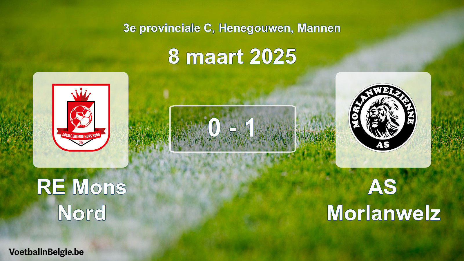 Gespeelde wedstrijd mannenvoetbal: RE Mons Nord - AS Morlanwelz 0 - 1 (8 maart 2025)