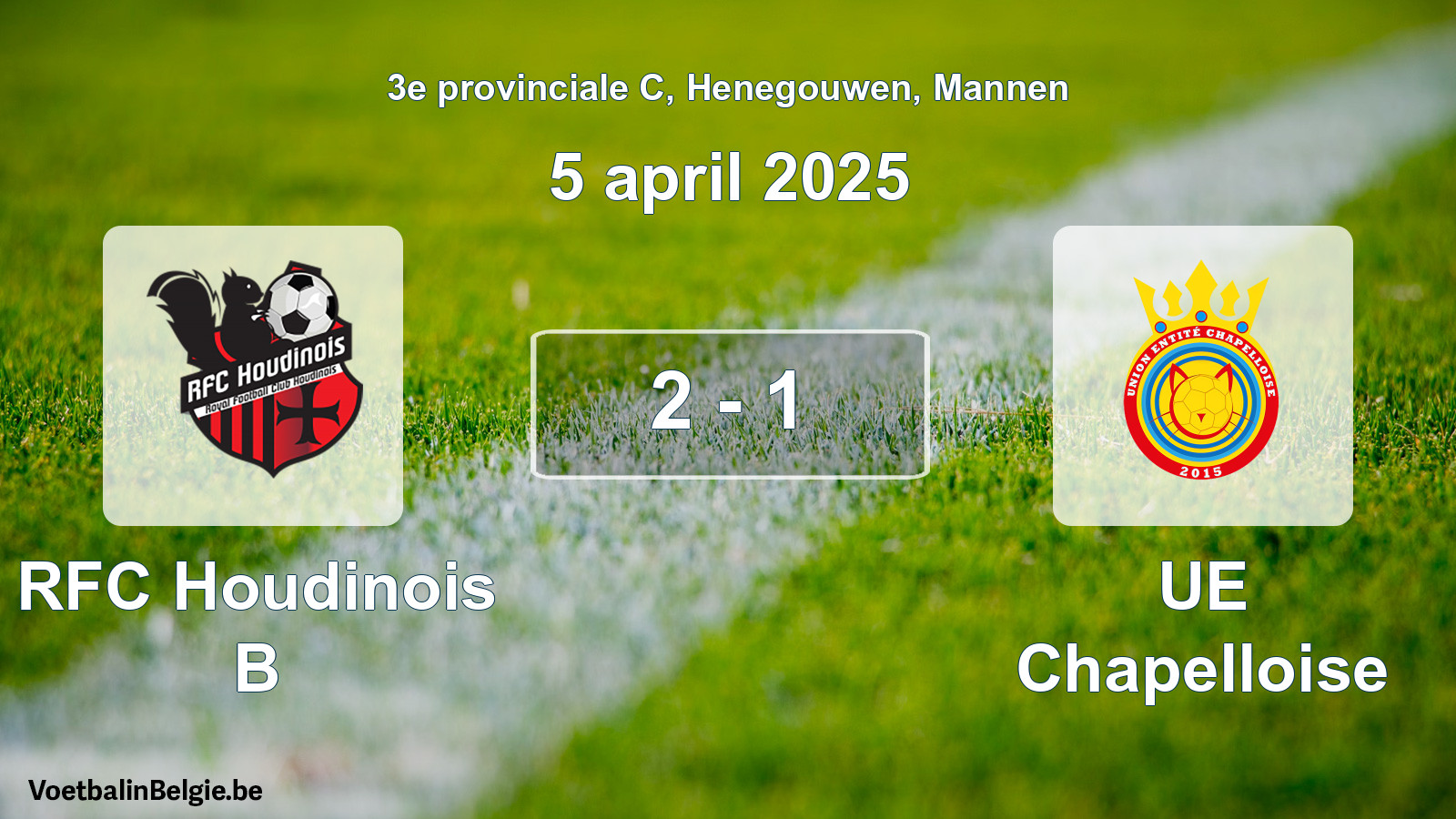 Gespeelde wedstrijd mannenvoetbal: RFC Houdinois B - UE Chapelloise 2 - 1 (5 april 2025)