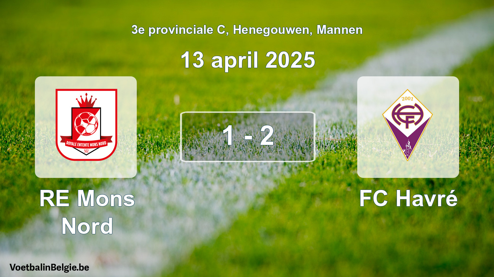 Gespeelde wedstrijd mannenvoetbal: RE Mons Nord - FC Havré 1 - 2 (13 april 2025)