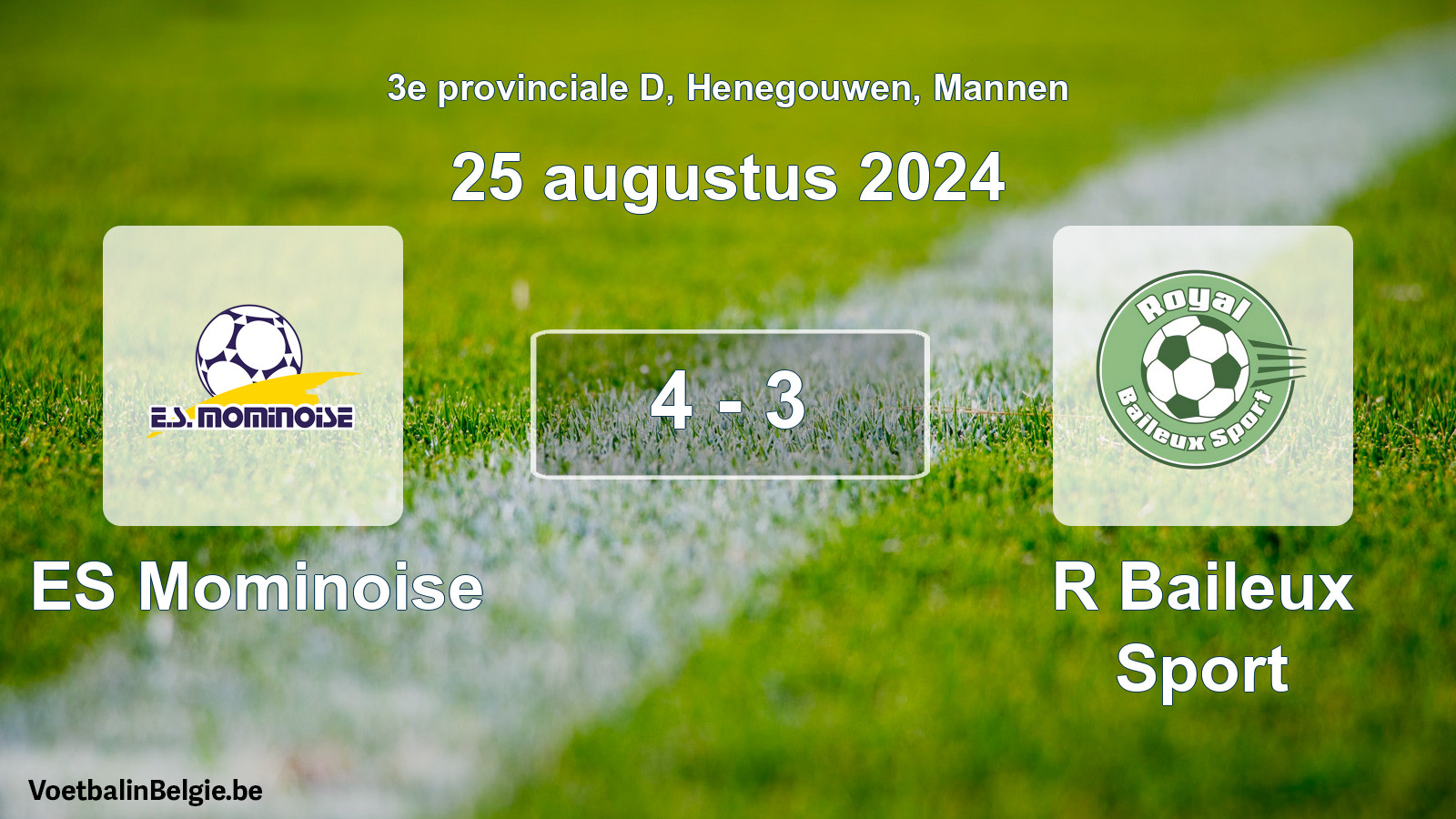 Gespeelde wedstrijd mannenvoetbal: ES Mominoise - R Baileux Sport 4 - 3 (25 augustus 2024)