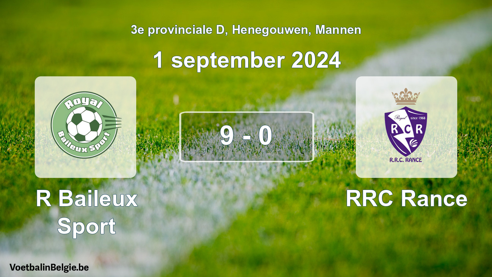 Gespeelde wedstrijd mannenvoetbal: R Baileux Sport - RRC Rance 9 - 0 (1 september 2024)