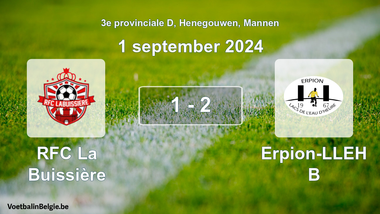 Gespeelde wedstrijd mannenvoetbal: RFC La Buissière - Erpion-LLEH B 1 - 2 (1 september 2024)