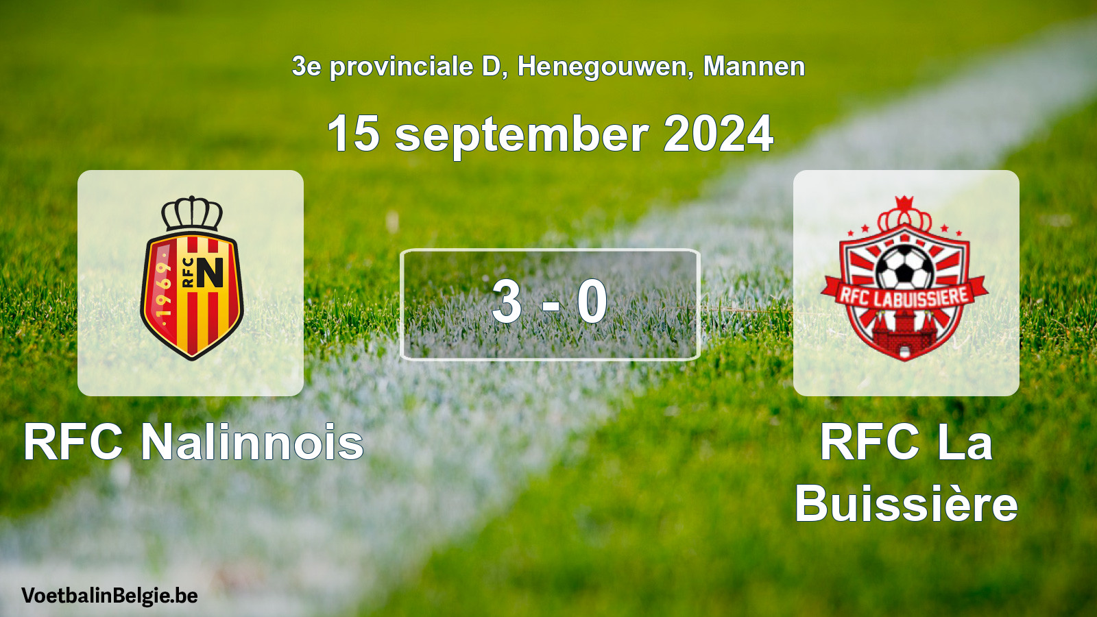 Gespeelde wedstrijd mannenvoetbal: RFC Nalinnois - RFC La Buissière 3 - 0 (15 september 2024)