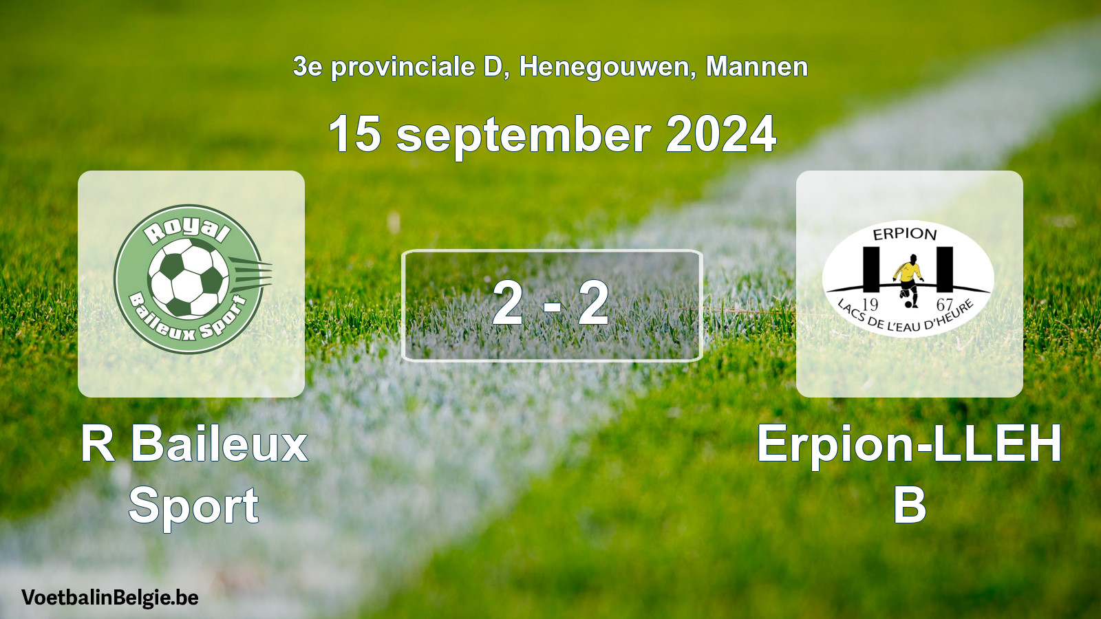Gespeelde wedstrijd mannenvoetbal: R Baileux Sport - Erpion-LLEH B 2 - 2 (15 september 2024)
