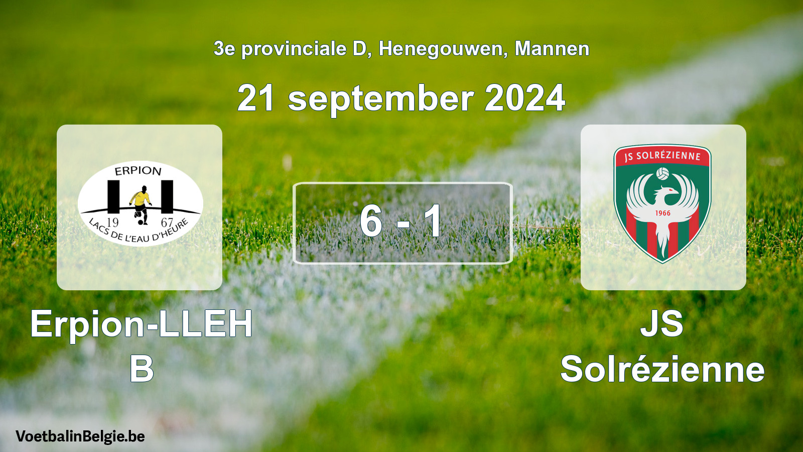 Gespeelde wedstrijd mannenvoetbal: Erpion-LLEH B - JS Solrézienne 6 - 1 (21 september 2024)