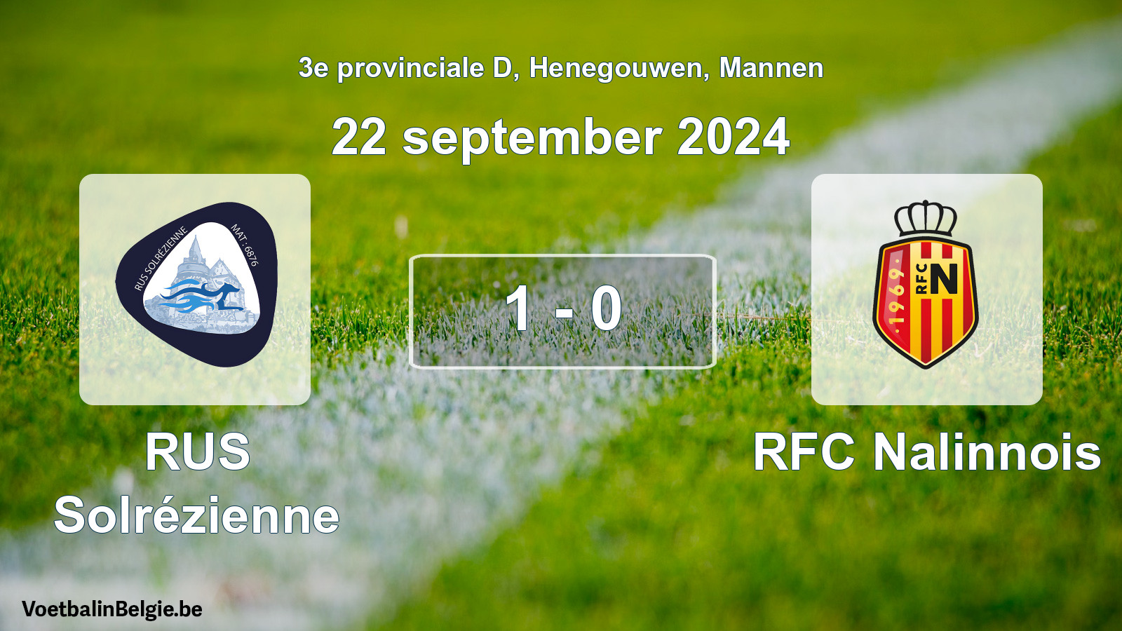 Gespeelde wedstrijd mannenvoetbal: RUS Solrézienne - RFC Nalinnois 1 - 0 (22 september 2024)