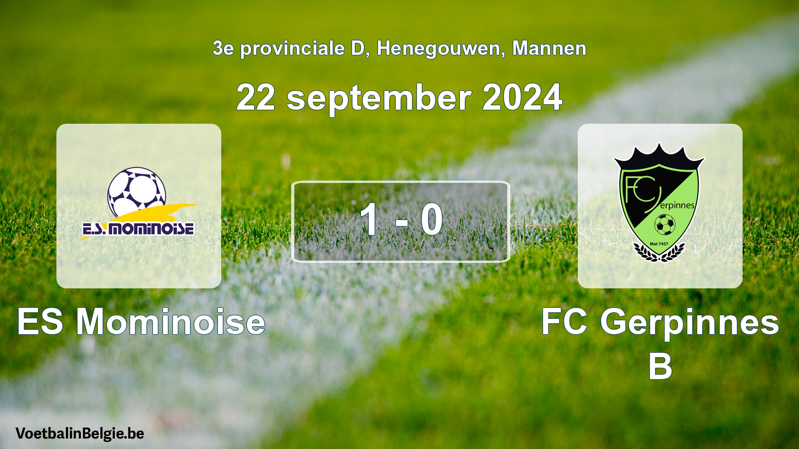 Gespeelde wedstrijd mannenvoetbal: ES Mominoise - FC Gerpinnes B 1 - 0 (22 september 2024)