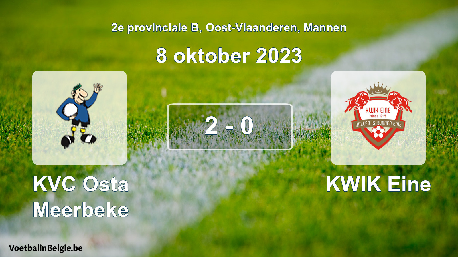 Gespeelde wedstrijd mannenvoetbal: KVC Osta Meerbeke - KWIK Eine 2 - 0 (8 oktober 2023)