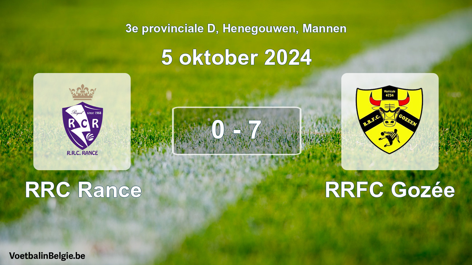 Gespeelde wedstrijd mannenvoetbal: RRC Rance - RRFC Gozée 0 - 7 (5 oktober 2024)