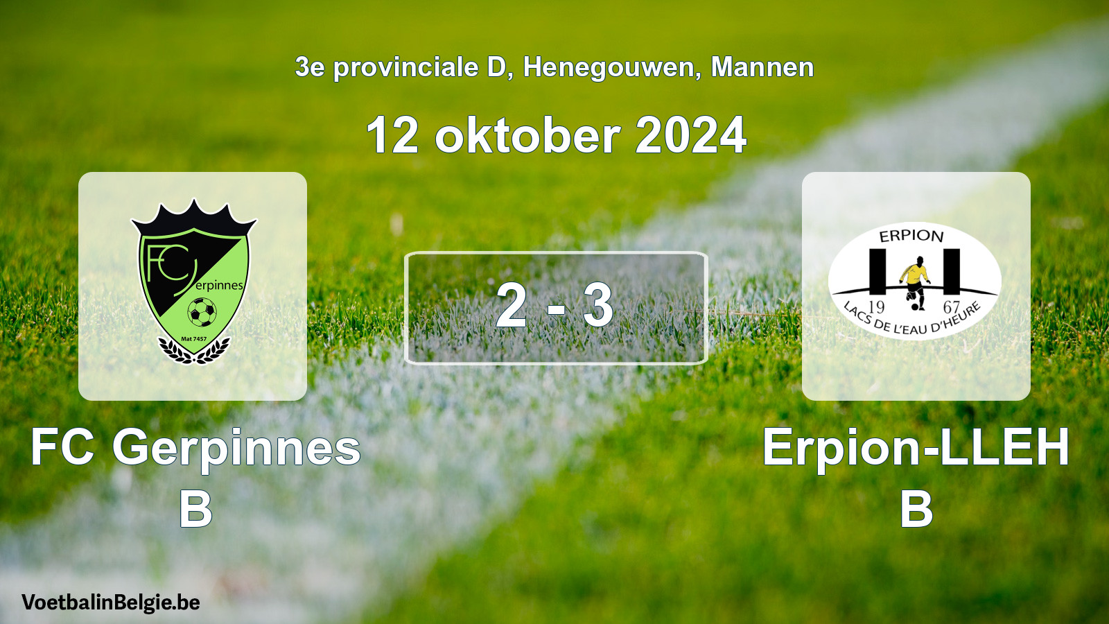 Gespeelde wedstrijd mannenvoetbal: FC Gerpinnes B - Erpion-LLEH B 2 - 3 (12 oktober 2024)