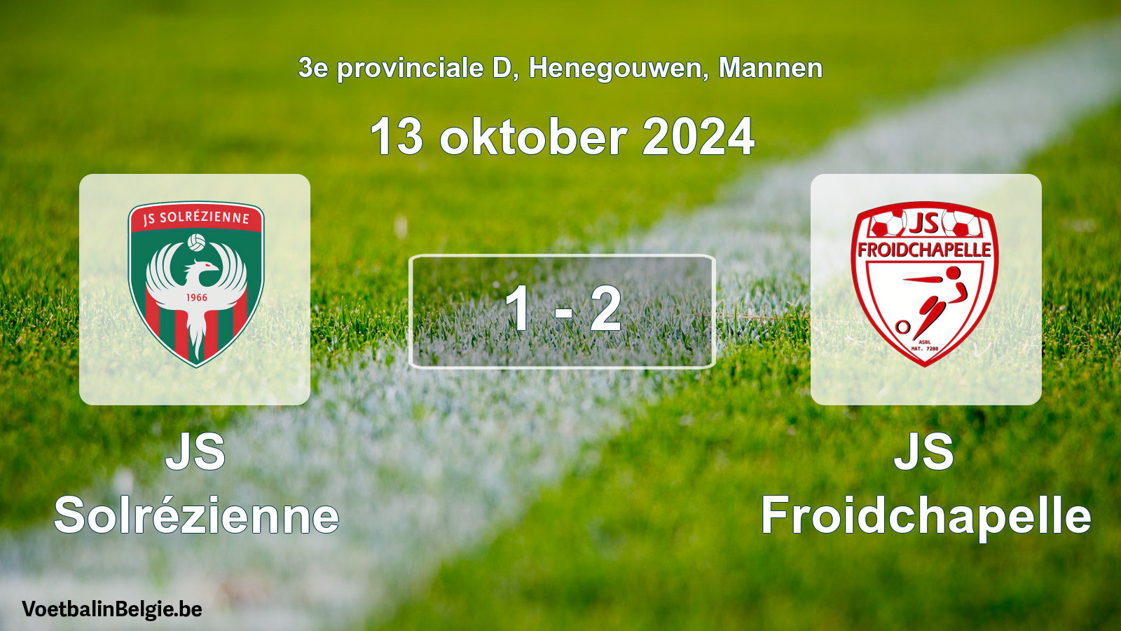 Gespeelde wedstrijd mannenvoetbal: JS Solrézienne - JS Froidchapelle 1 - 2 (13 oktober 2024)
