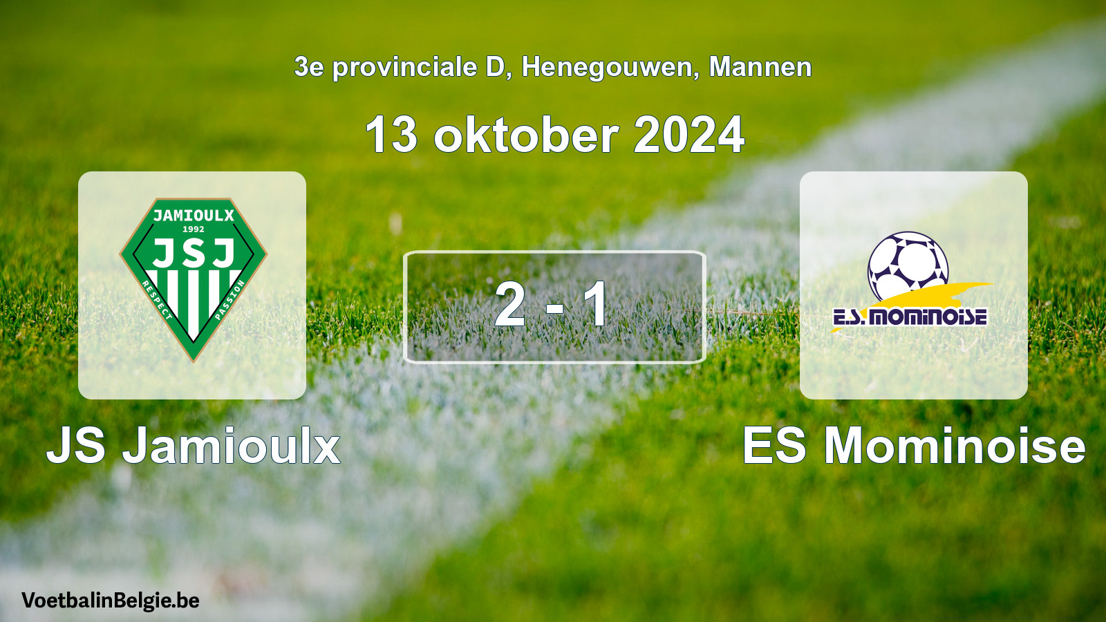 Gespeelde wedstrijd mannenvoetbal: JS Jamioulx - ES Mominoise 2 - 1 (13 oktober 2024)
