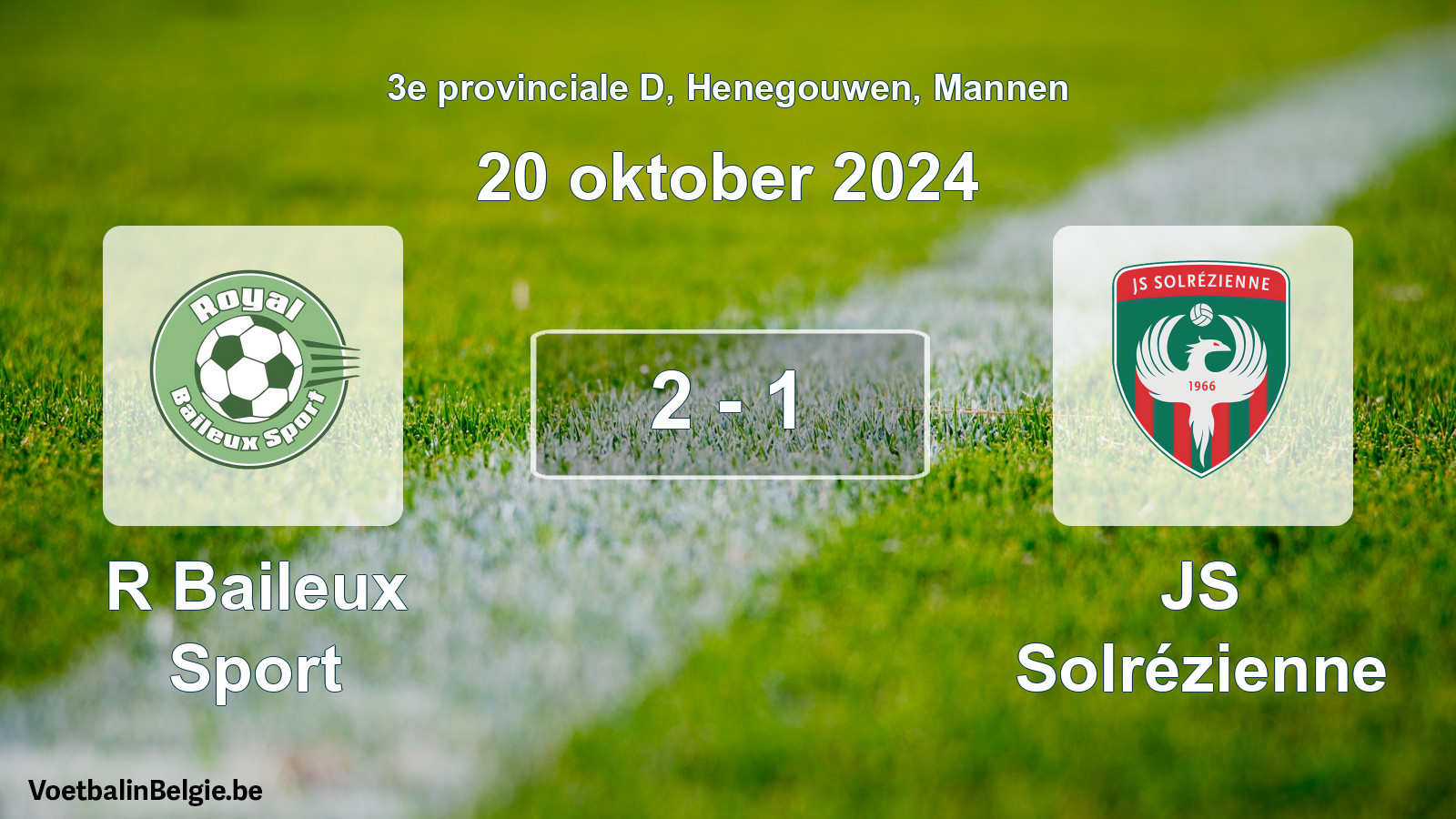 Gespeelde wedstrijd mannenvoetbal: R Baileux Sport - JS Solrézienne 2 - 1 (20 oktober 2024)