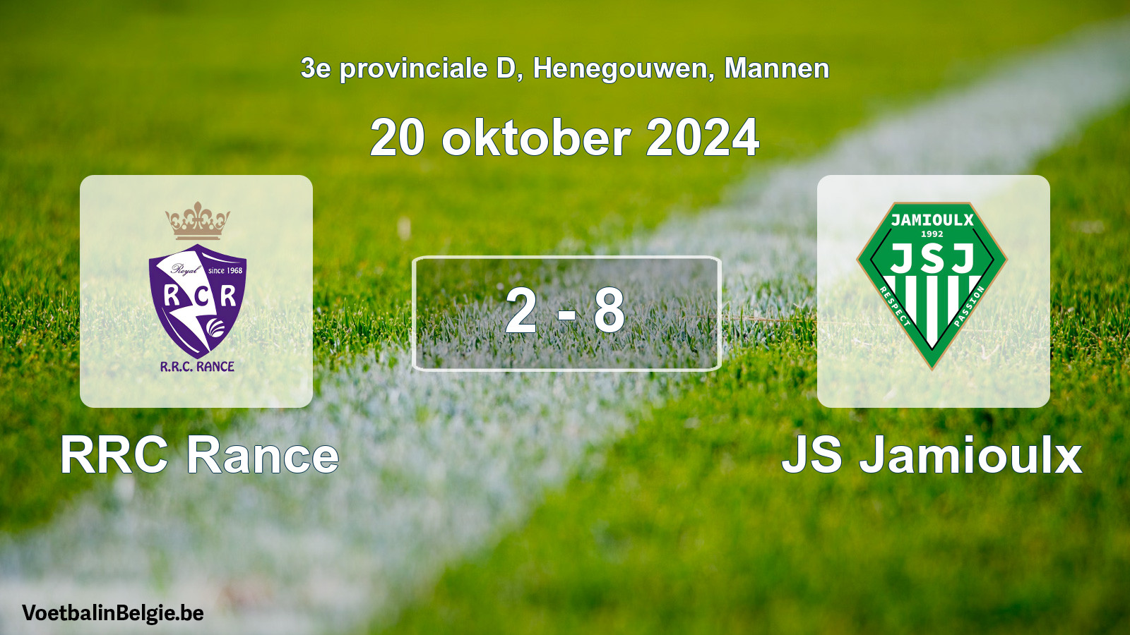 Match joué football hommes: RRC Rance - JS Jamioulx 2 - 8 (20 octobre 2024)