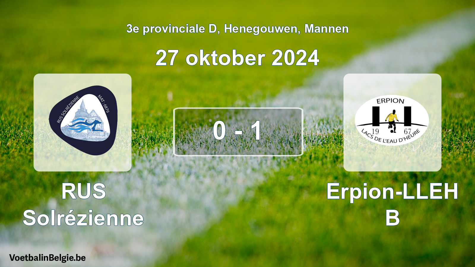 Gespeelde wedstrijd mannenvoetbal: RUS Solrézienne - Erpion-LLEH B 0 - 1 (27 oktober 2024)