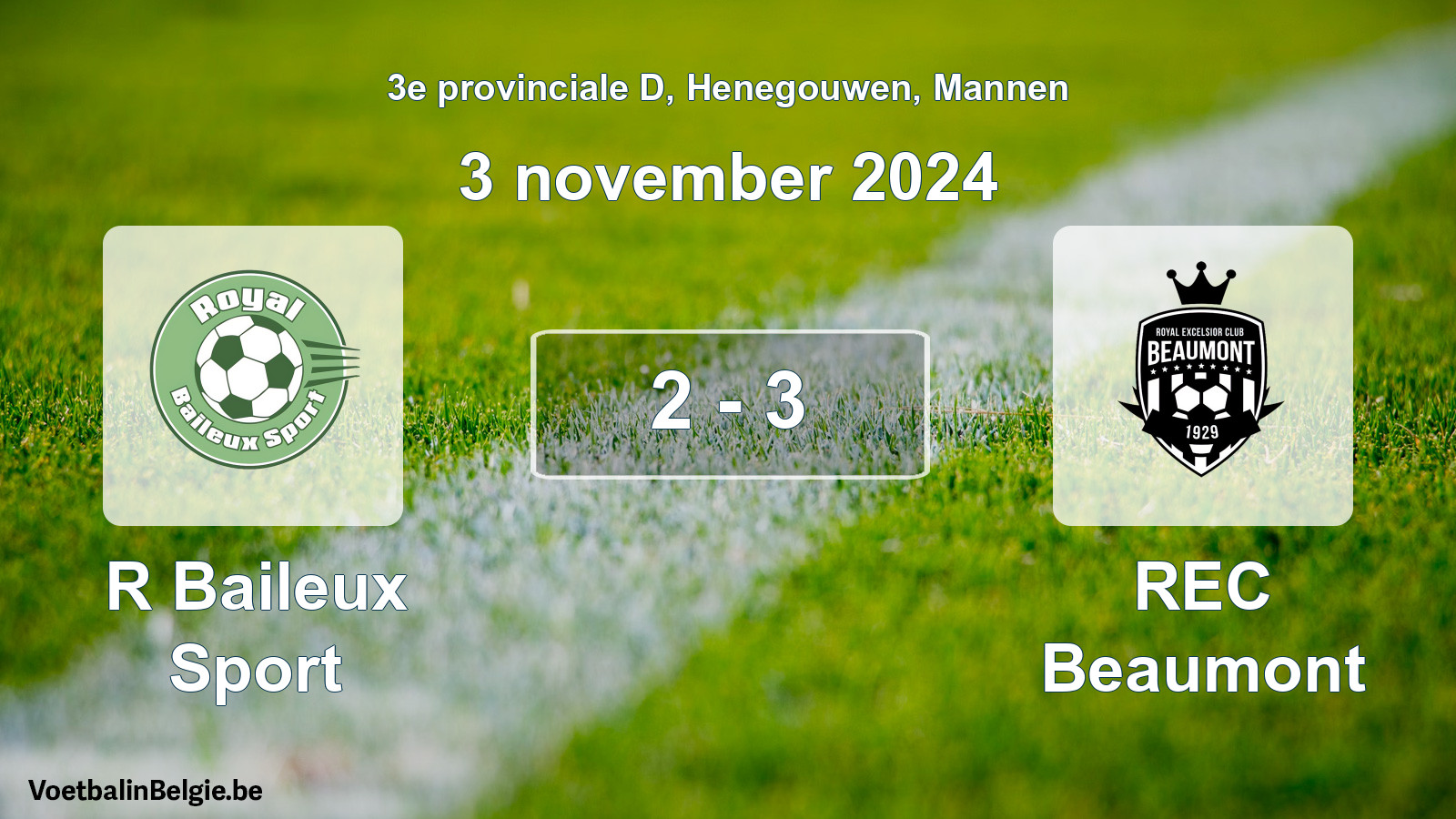 Gespeelde wedstrijd mannenvoetbal: R Baileux Sport - REC Beaumont 2 - 3 (3 november 2024)