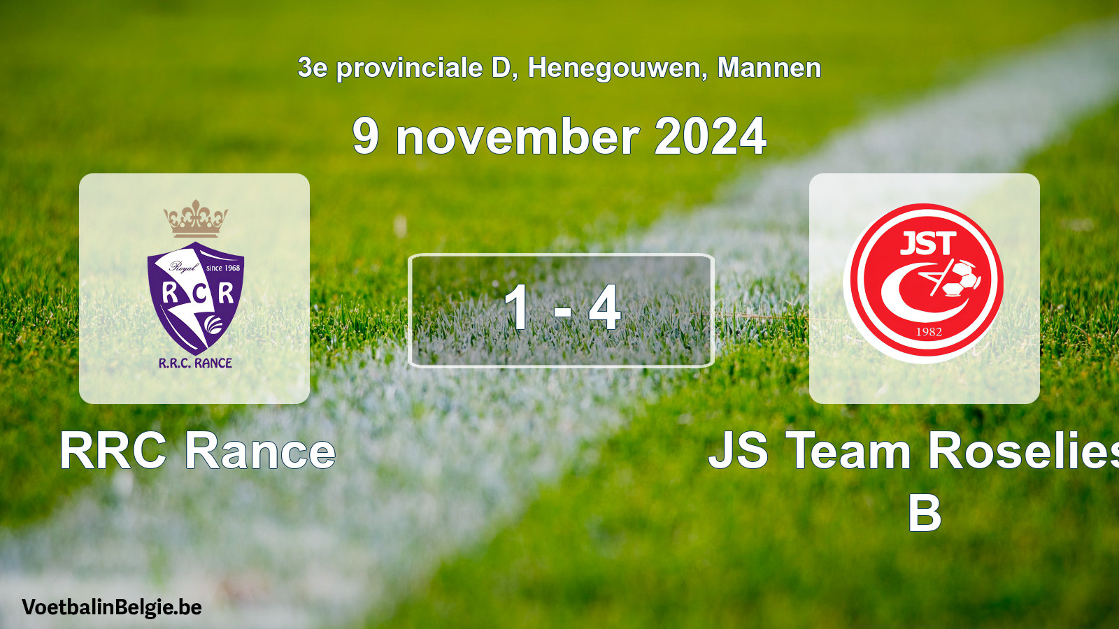 Match joué football hommes: RRC Rance - JS Team Roselies B 1 - 4 (9 novembre 2024)