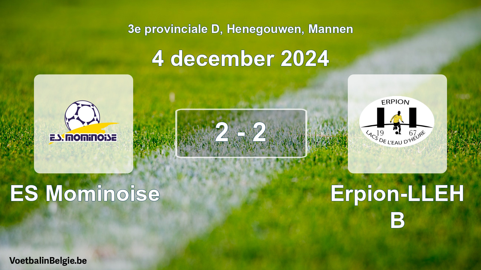 Gespeelde wedstrijd mannenvoetbal: ES Mominoise - Erpion-LLEH B 2 - 2 (4 december 2024)