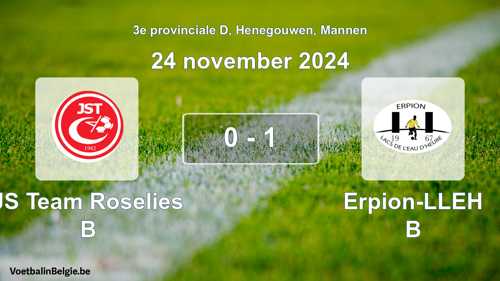 Gespeelde wedstrijd mannenvoetbal: JS Team Roselies B - Erpion-LLEH B 0 - 1 (24 november 2024)