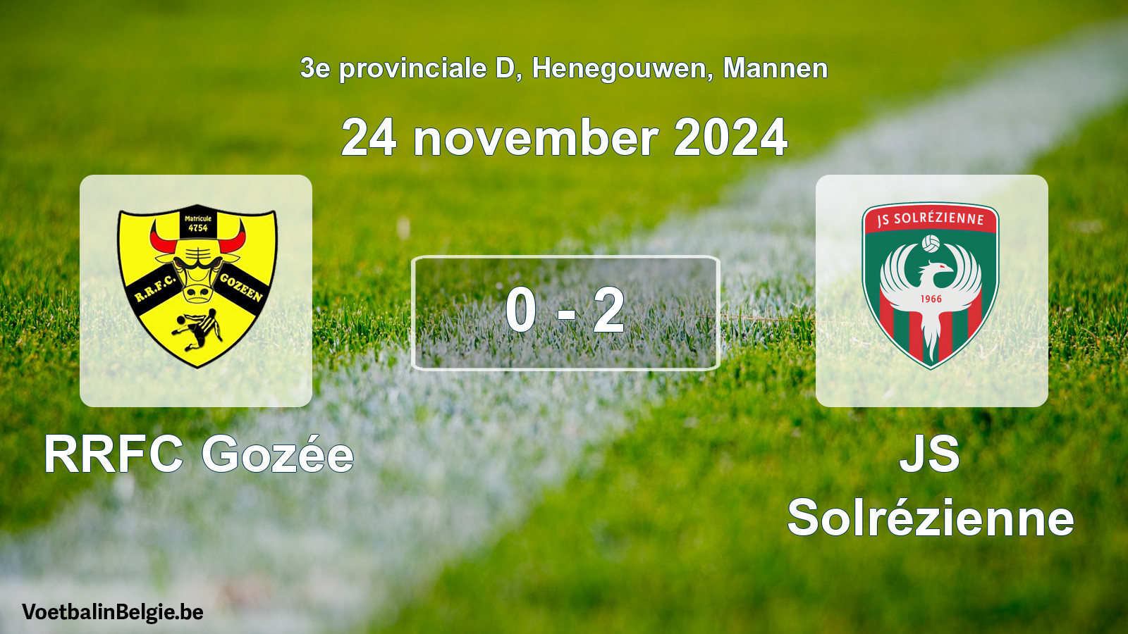 Gespeelde wedstrijd mannenvoetbal: RRFC Gozée - JS Solrézienne 0 - 2 (24 november 2024)