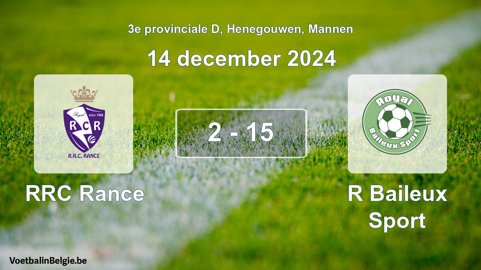 Gespeelde wedstrijd mannenvoetbal: RRC Rance - R Baileux Sport 2 - 15 (14 december 2024)