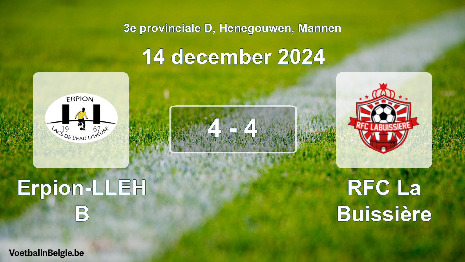 Gespeelde wedstrijd mannenvoetbal: Erpion-LLEH B - RFC La Buissière 4 - 4 (14 december 2024)