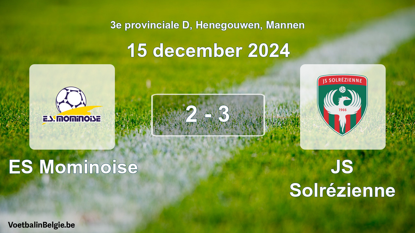 Gespeelde wedstrijd mannenvoetbal: ES Mominoise - JS Solrézienne 2 - 3 (15 december 2024)