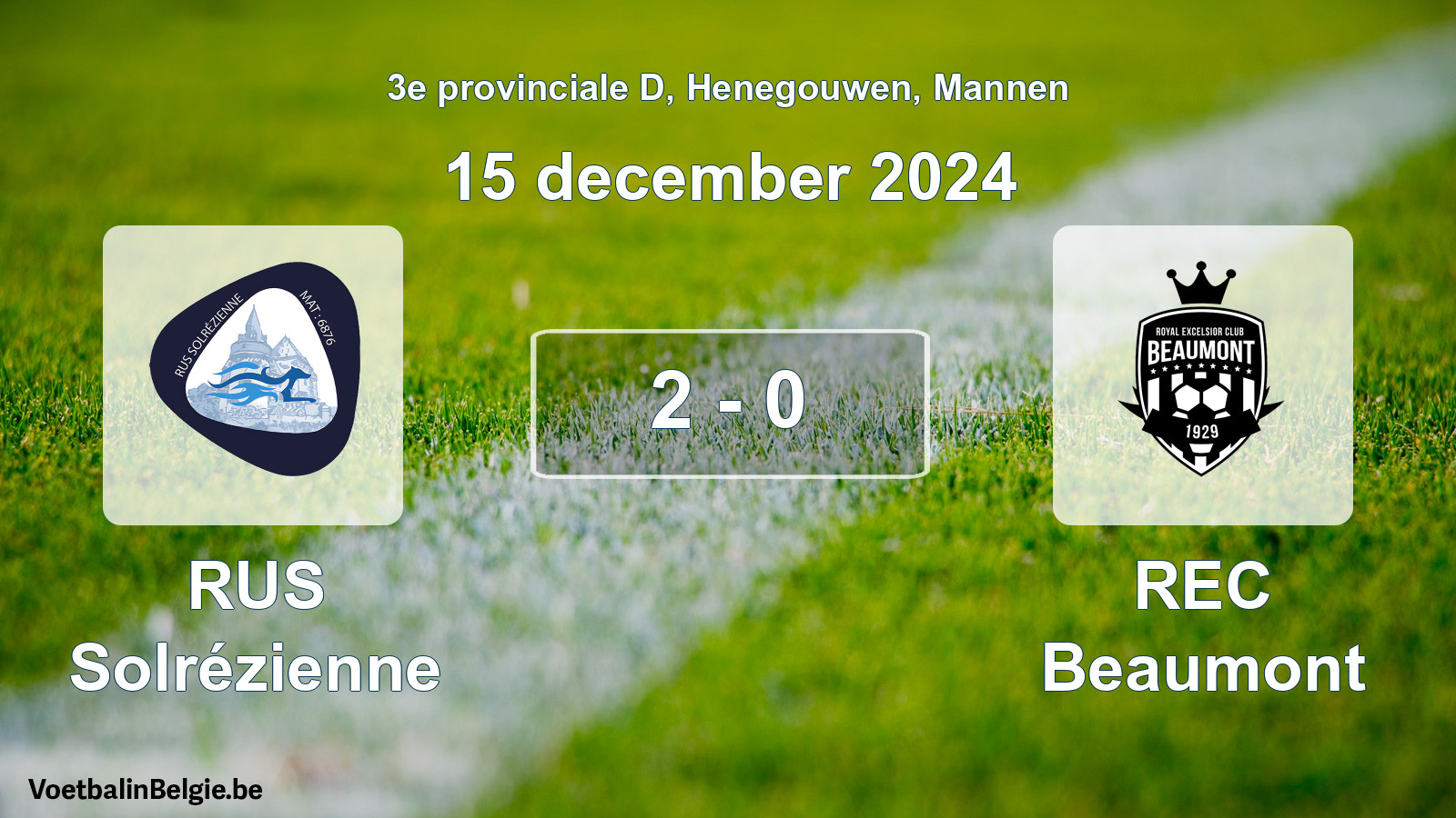Played match men football: RUS Solrézienne - REC Beaumont 2 - 0 (15 December 2024)